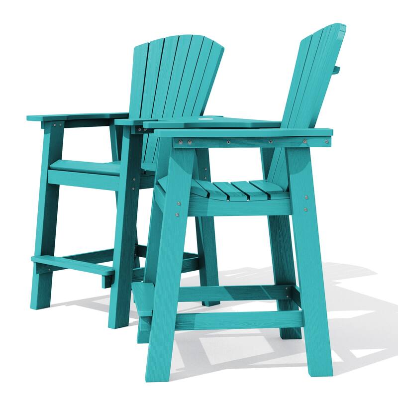Outdoor Tall Adirondack Chair Set of 2 with Connecting Tray