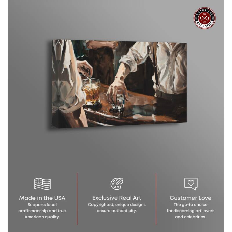 Notoriart Together For Drinks Gallery Wrapped Bar Cart Art For Men
