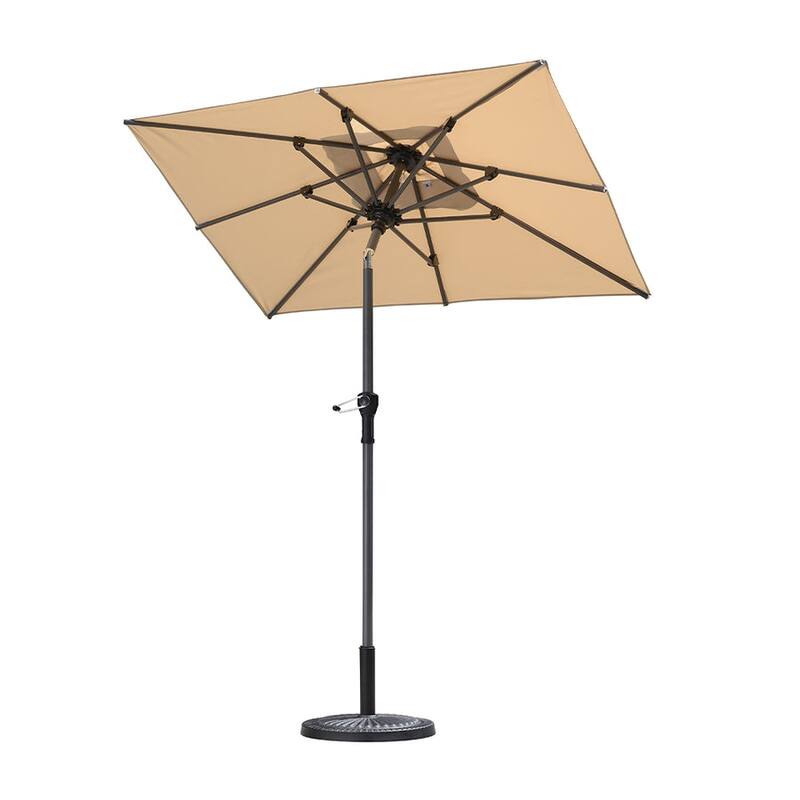 PURPLE LEAF Heavy-duty Crank and Tilt Table Umbrella Outdoor Patio Market Umbrella - 4x6ft-Beige