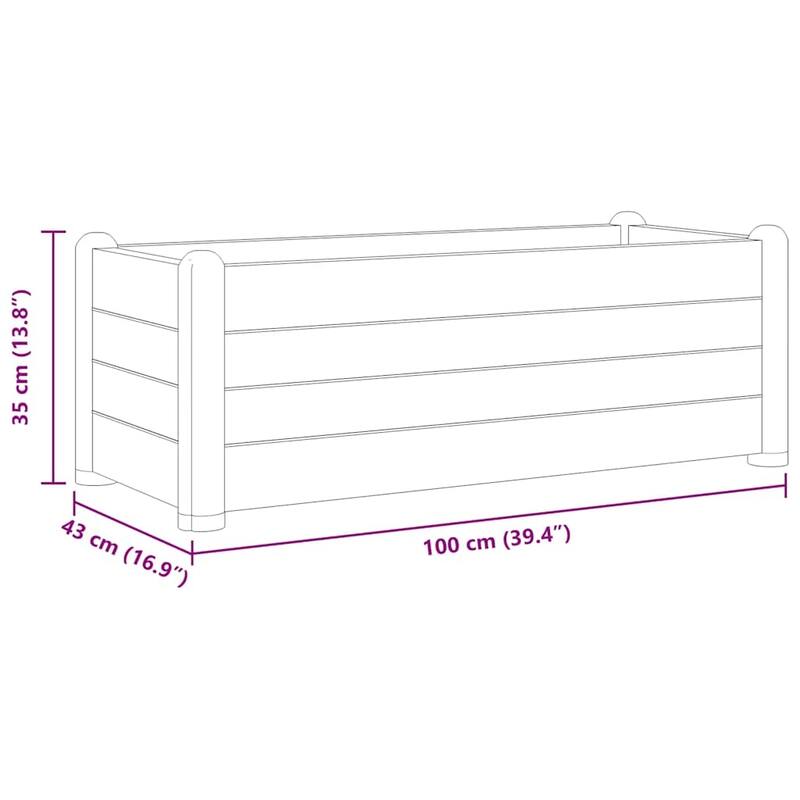 vidaXL Raised Bed White Polypropylene Medium UV-resistant materials - 39.4" x 16.9" x 13.8"/ 1