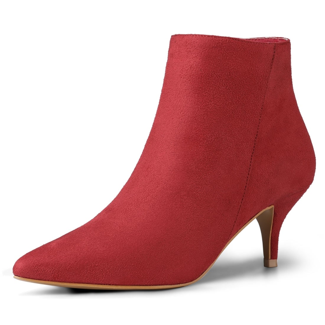 red ankle boots kitten heel