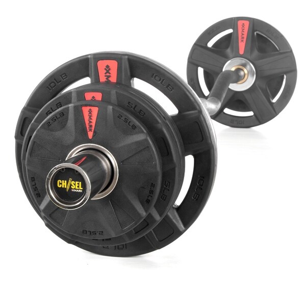 XMark XM-CHISEL-3389-BAL-45 CHISEL Olympic Curl Bar & 45 lb. TEXAS STAR Plates