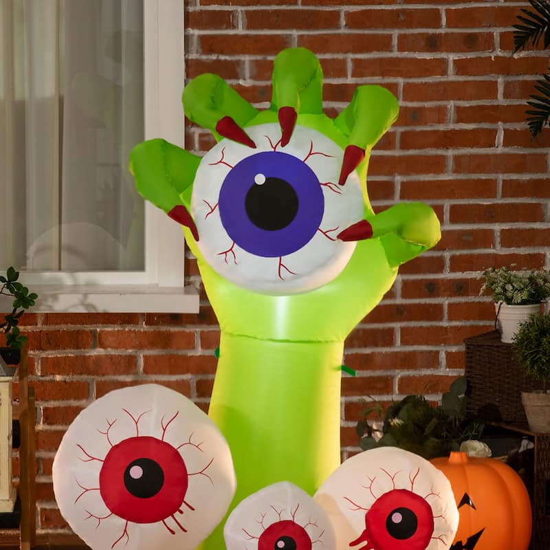Outsunny 4' Hand Clutching Eyeball Halloween Decoration
