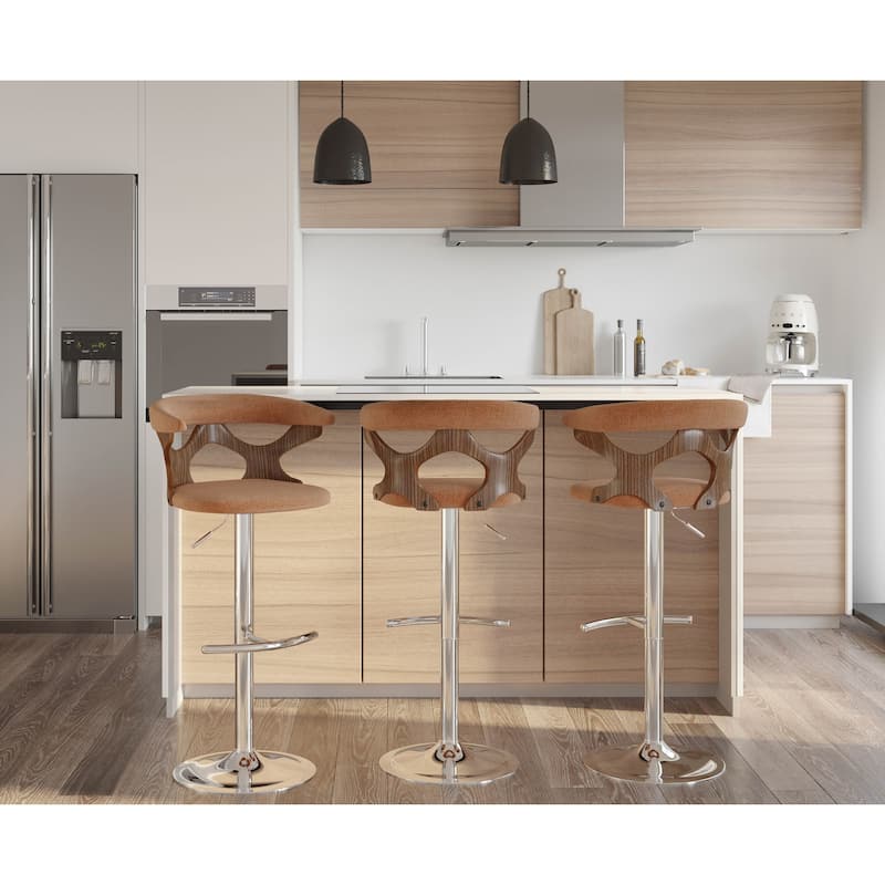 Carson Carrington Viby Walnut Wood Mid Century Modern Adjustable Bar Stool