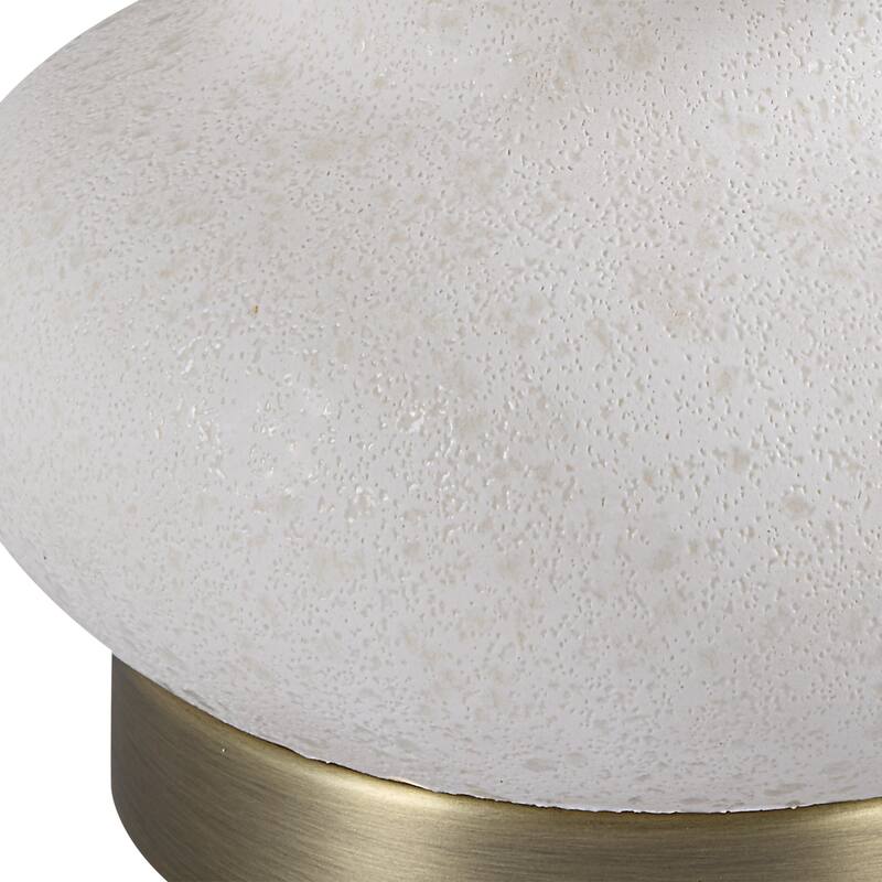 Porcelain Table Lamp with Round Shade - 26.25" - White and Brass