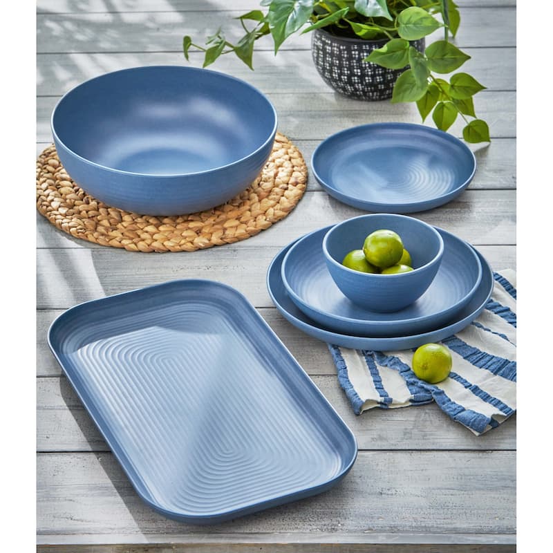 Blue Brooklyn Melamine Plastic Dinning Serving Platter Dishwasher Safe Indoor/Outdoor 17x10 inch Serving Platter