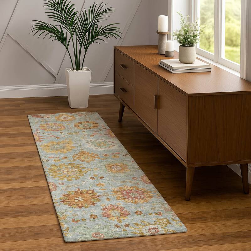 Machine Washable Indoor/ Outdoor Vintage Traditional Chantille Rug