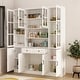 preview thumbnail 17 of 82, White Buffet Sideboard & Curio Bookcase Cabinet with Glass Doors
