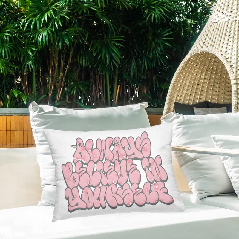 Stupell Believe in Yourself Graffiti Printed Outdoor Throw Pillow Design by Marcus Prime