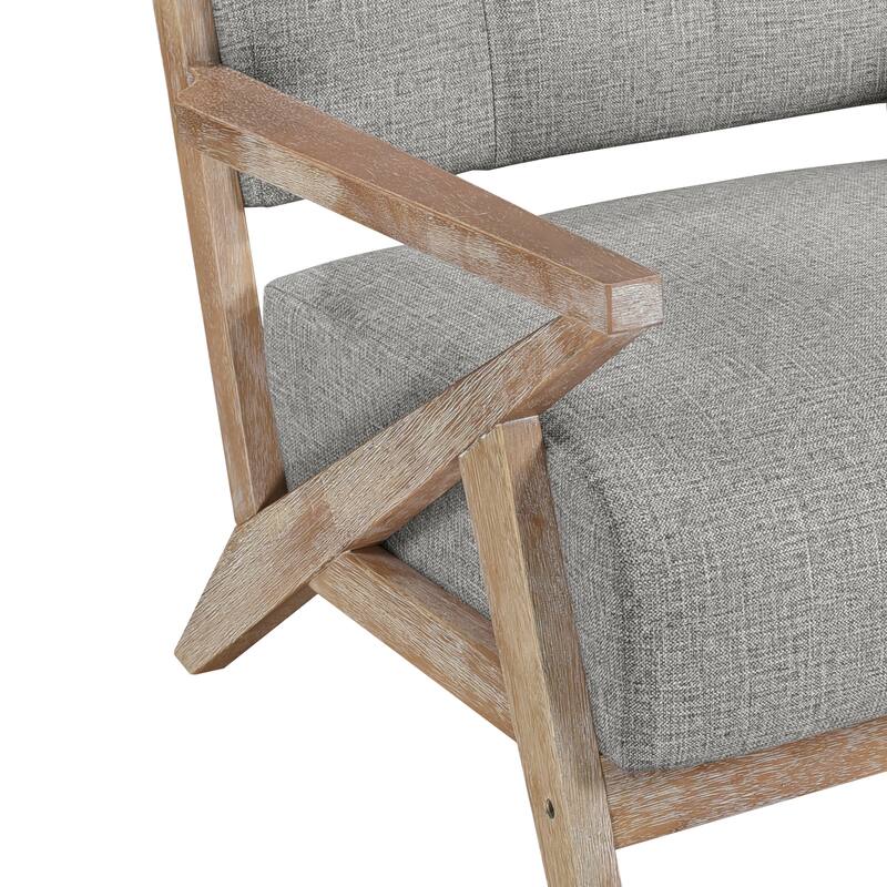 Smithfield Fabric Upholstered Tufted Wood Arm Accent Chair