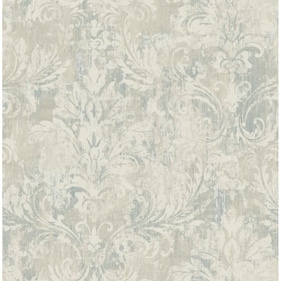 Seabrook Designs Renata Distressed Damask Unpasted Wallpaper
