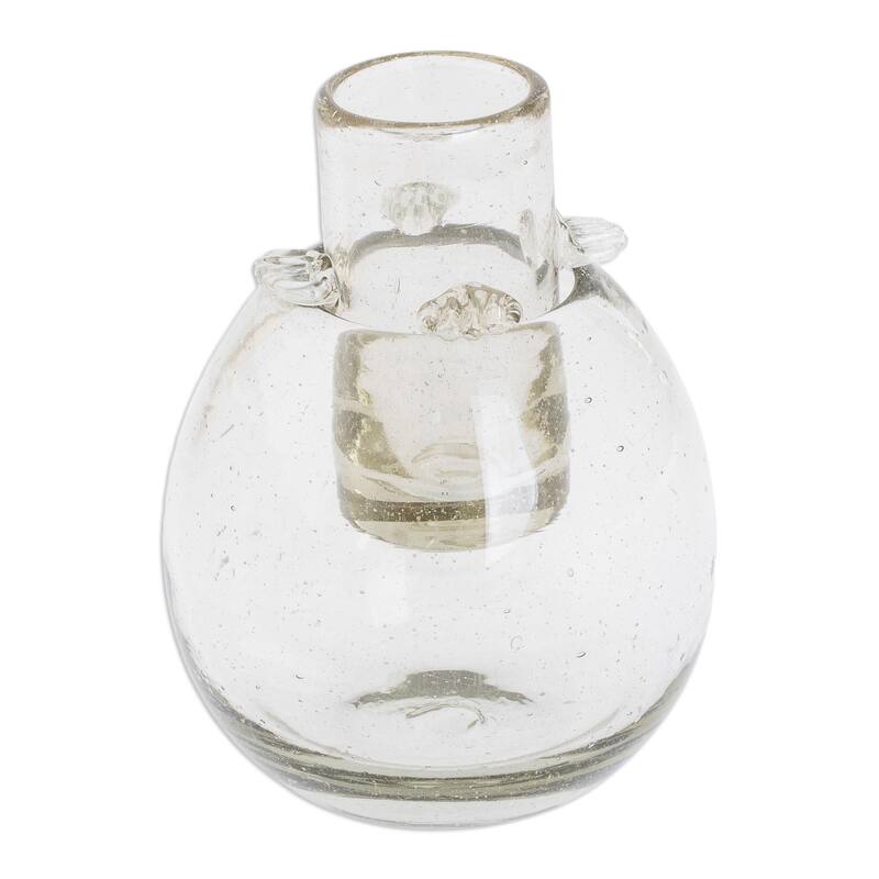 NOVICA Artisan Handblown Tequila Shot Ice Receptacle Glasses Clear Recycled Drinkware 'Perfect Shot'