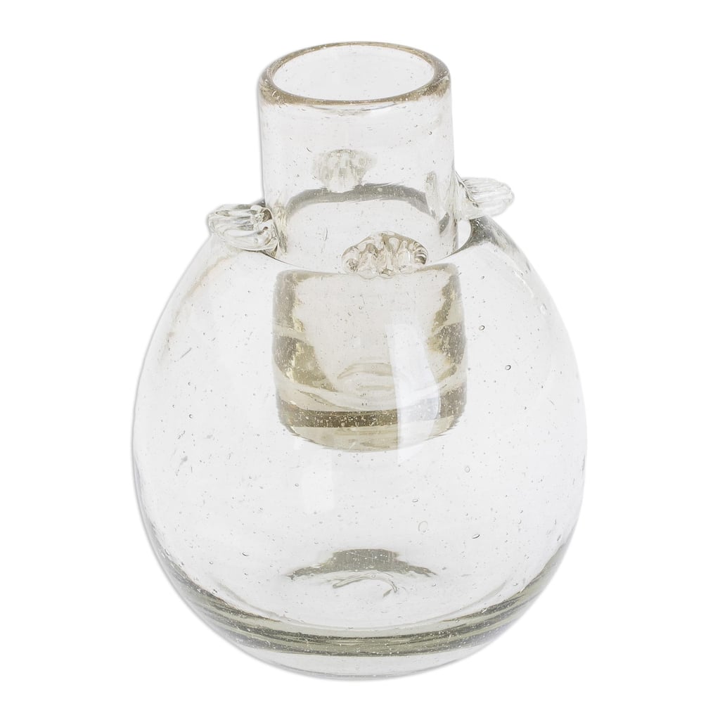 NOVICA Artisan Handblown Tequila Shot Ice Receptacle Glasses Clear Recycled Drinkware 'Perfect Shot'