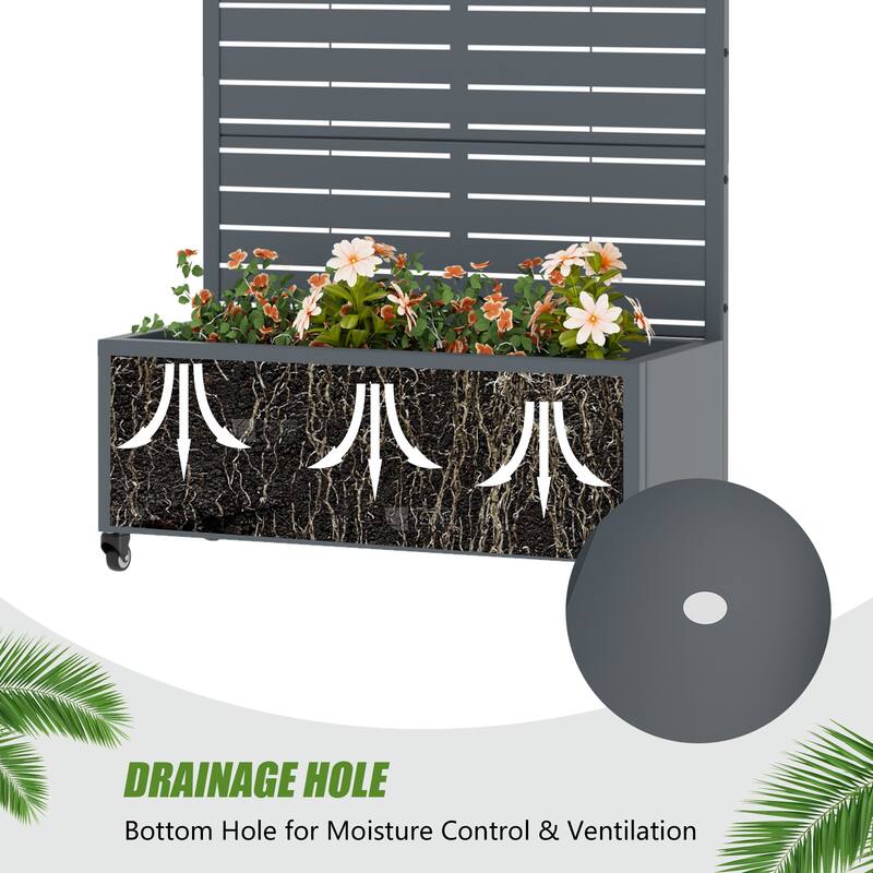 Raised Garden Bed Planter with Trellis Movable Planter Box with Lockable Wheels