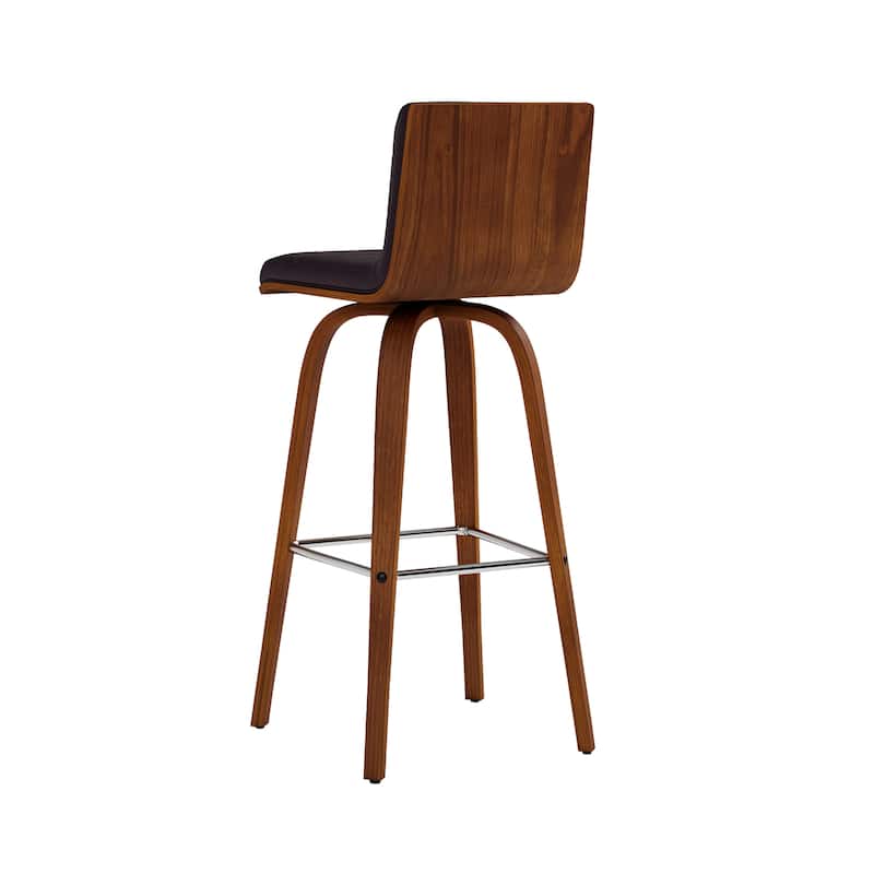 Skara Swivel Bar Stool, Upholstered Bar Height Chair with Bentwood Frame