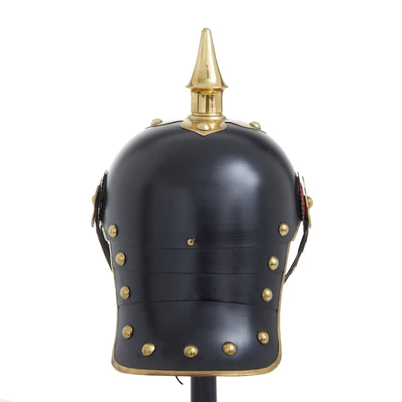 Black Iron Vintage Spartan Helmet with Stand - 9 x 12 x 20
