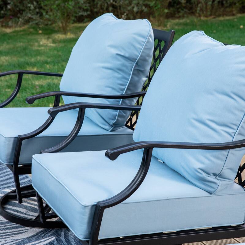MAISON ARTS 6/7-Piece Patio Conversation Sets, Sofa Set with 2/4 x Single Chairs, 1 x 3-seater Sofa and Coffee Table/Ottomans