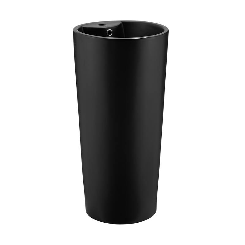 Trocadero Circular Basin Pedestal Sink, Matte Black - 15.75" x 15.75" 33.45"