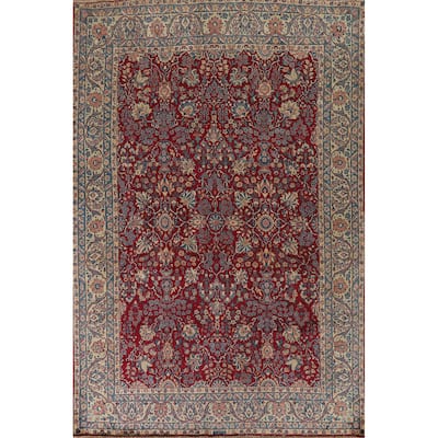 Vegetable Dye Floral Yazd Antique Persian Wool Carpet - 6'6" x 9'10"