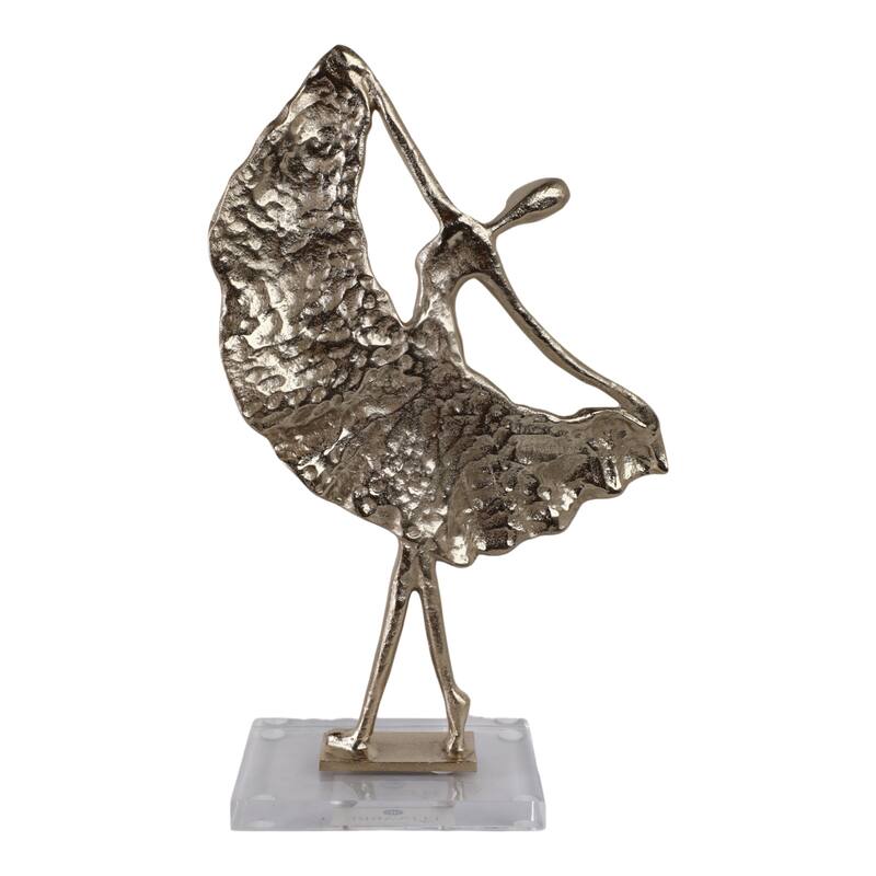 Metal Sculpture Dancer Figurine Modern Stylish Home Decor - 18" Gold - 10.5" x 5" x 17.75"