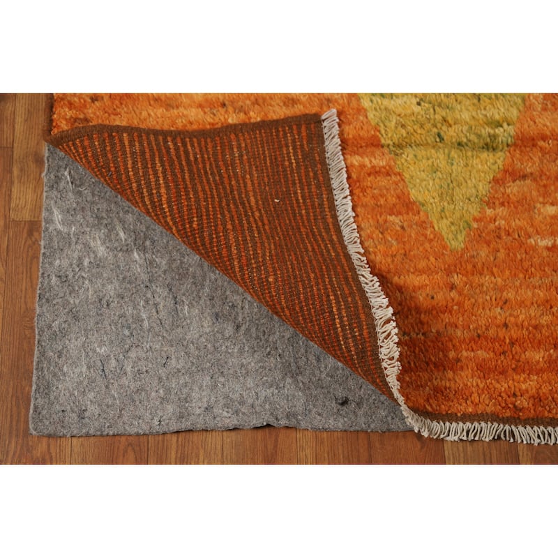 Orange Moroccan Oriental Area Rug Handmade Modern Bedroom Wool Carpet - 6'9" x 9'10"