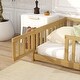 preview thumbnail 4 of 43, Twin Size Wooden Floor Bed with Fence & Door, Rubber, Safety Guardrails, Natural