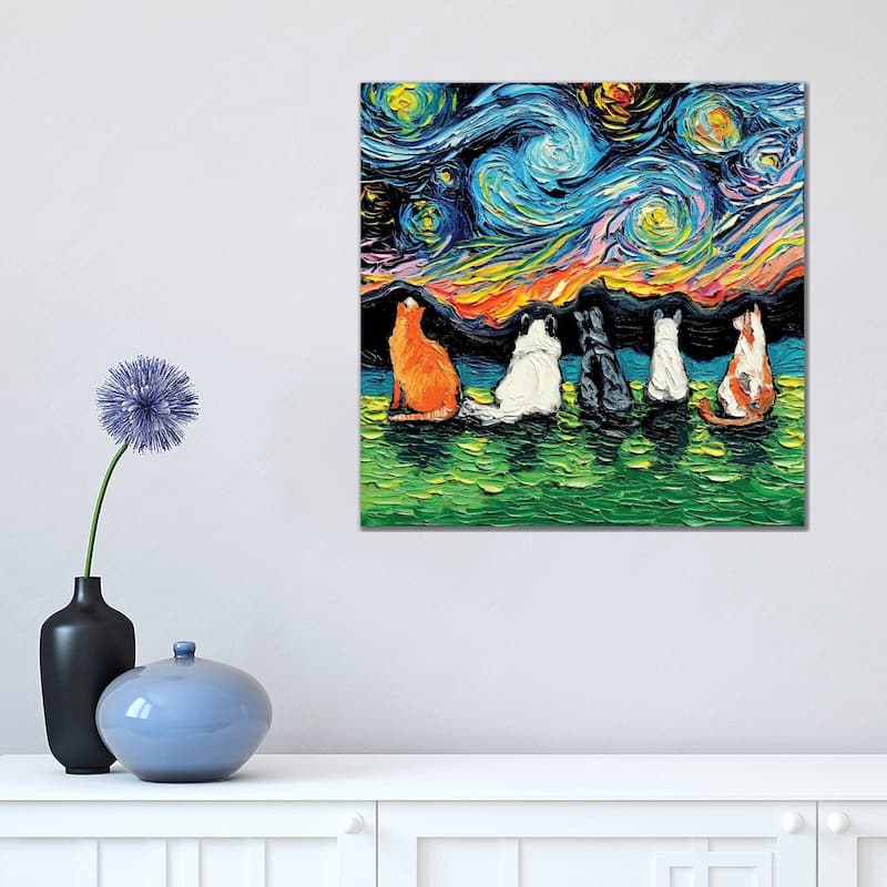 iCanvas "Starry Cats" by Aja Trier Canvas Print - 18x18x1.5