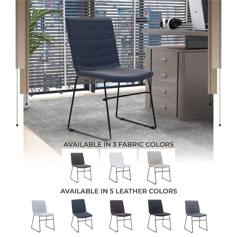 Zylar Modern Leather Guest Chair with Lumbar Support, Stainless Steel Base, High-Density Foam, Floor Protectors, 300 lb Capacity