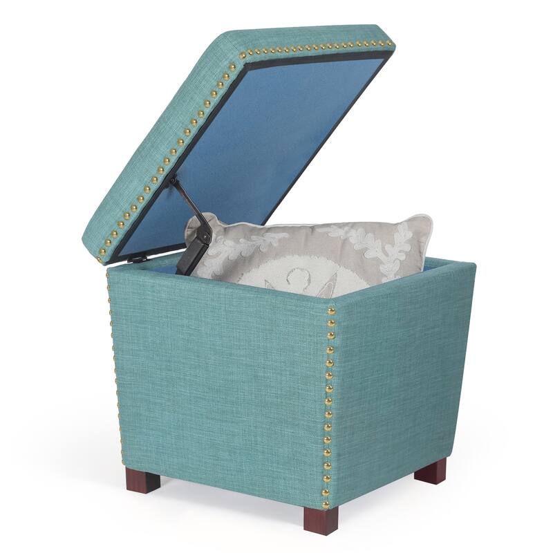 Adeco Storage Ottoman Square Footrest Stool