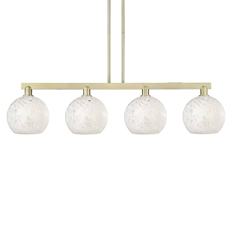 Innovations Lighting 716-4I-13-53 White Mouchette Linear White - Antique Brass / White Mouchette