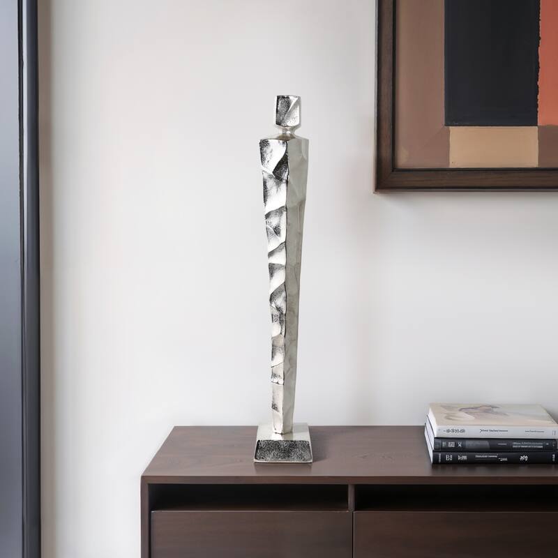 Metal Aluminum Sculpture Decorative Abstract Figure Modern Accent - 5" x 5" x 32"
