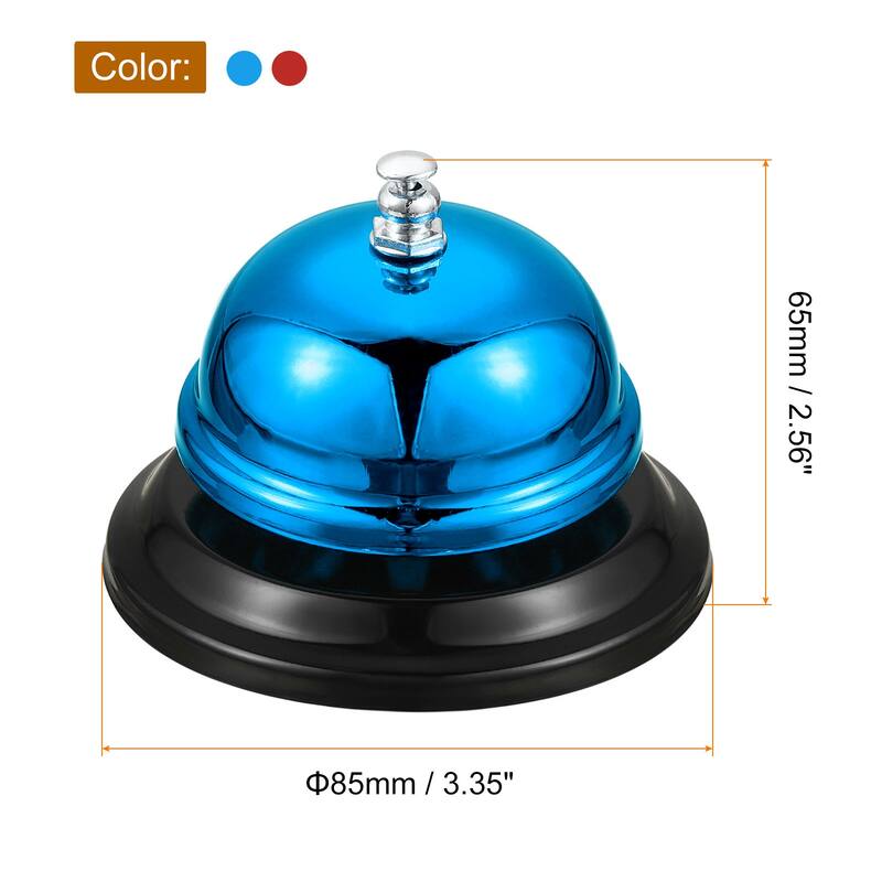 2 Pcs Call Bell, Desk Bell Service Dinner Bell - Blue+Red - 85mm/3.35"