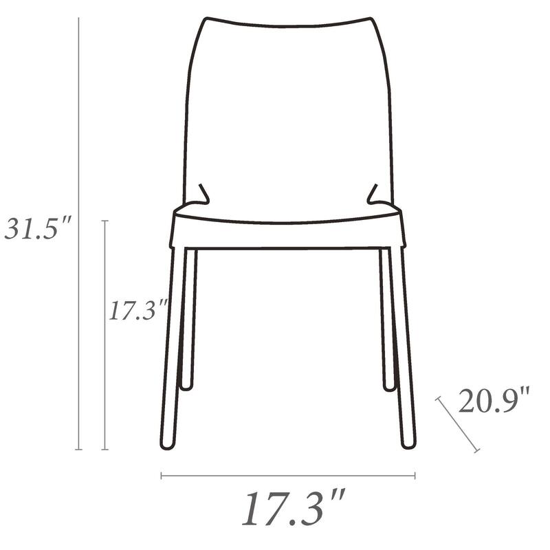 31.5" White Stackable Outdoor Patio Armless Dining Chair