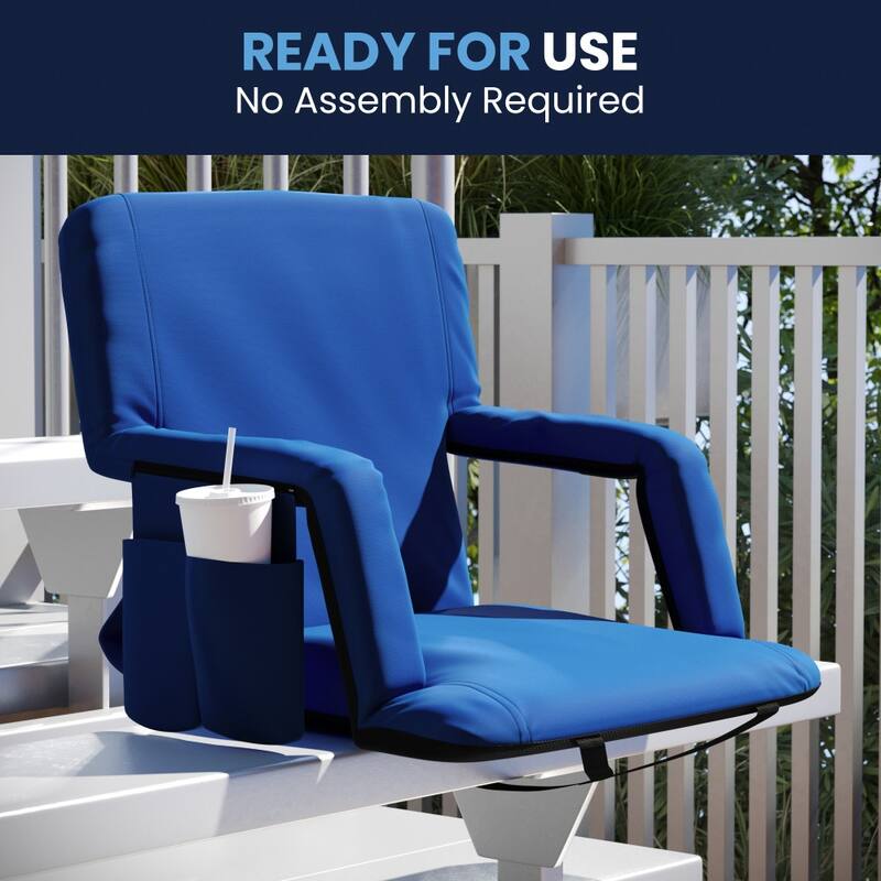 Backpack Reclining Padded Stadium Chairs with Armrests & Storage Pockets