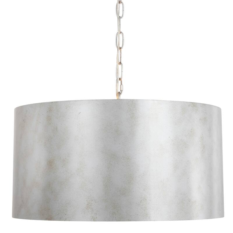 Elegant Lighting Miro 3 Light 20" Pendant with Metal Drum Shade - Vintage Silver