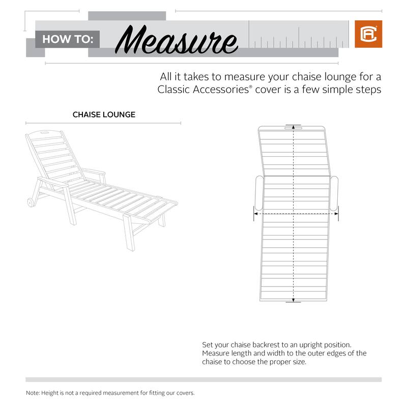 Classic Accessories Ravenna Water-Resistant 66 Inch Patio Chaise Lounge Chair Cover