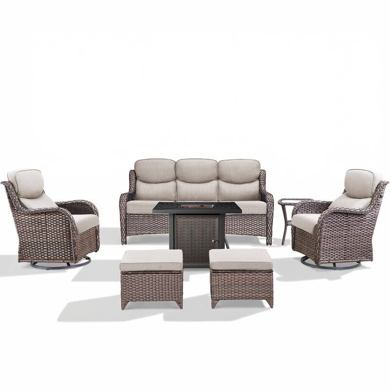 Pocassy 30 In Outdoor Propane Fire Pit Table with Patio Conversation Sets