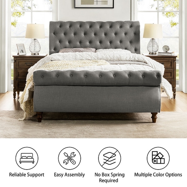 Fidelia Traditional Lighted Sleigh Platform Bed with UL Certificate by HULALA HOME On Sale Bed Bath Beyond 38148742