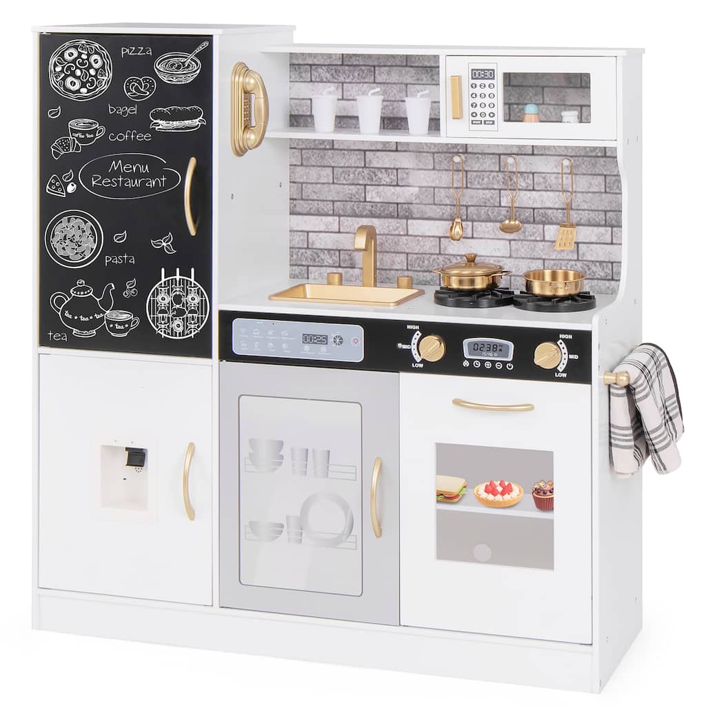 Pretend Play Kitchen with Utensils for Kids Aged 3+ - 36" x 12" x 39"