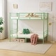 preview thumbnail 11 of 23, Iron Bed Bunk Bed with Ladder for Kids Twin Size White Green