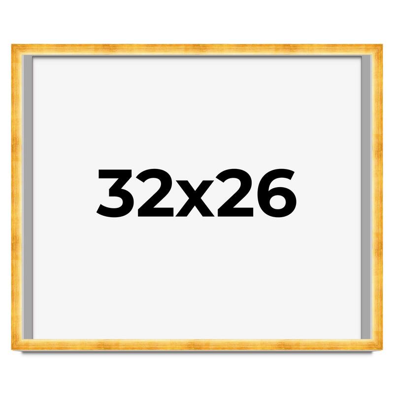 32x26 Shadow Box Frame Gold | 1.625 Inches Deep Real Wood Traditional