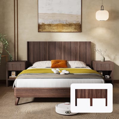 Wood Headboard King Size, 80.2" Wide Wooden King Headboard Only, Modern Farmhouse Headboards, Wall Mounted Fluted Panel