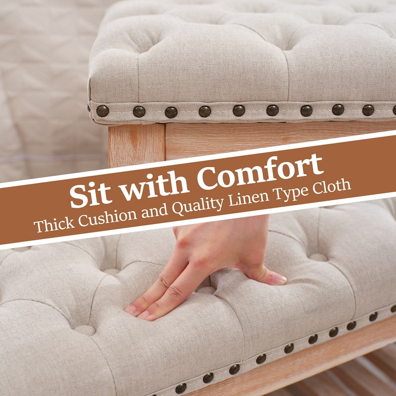Upholstered Wood Bed Bench/Ottoman