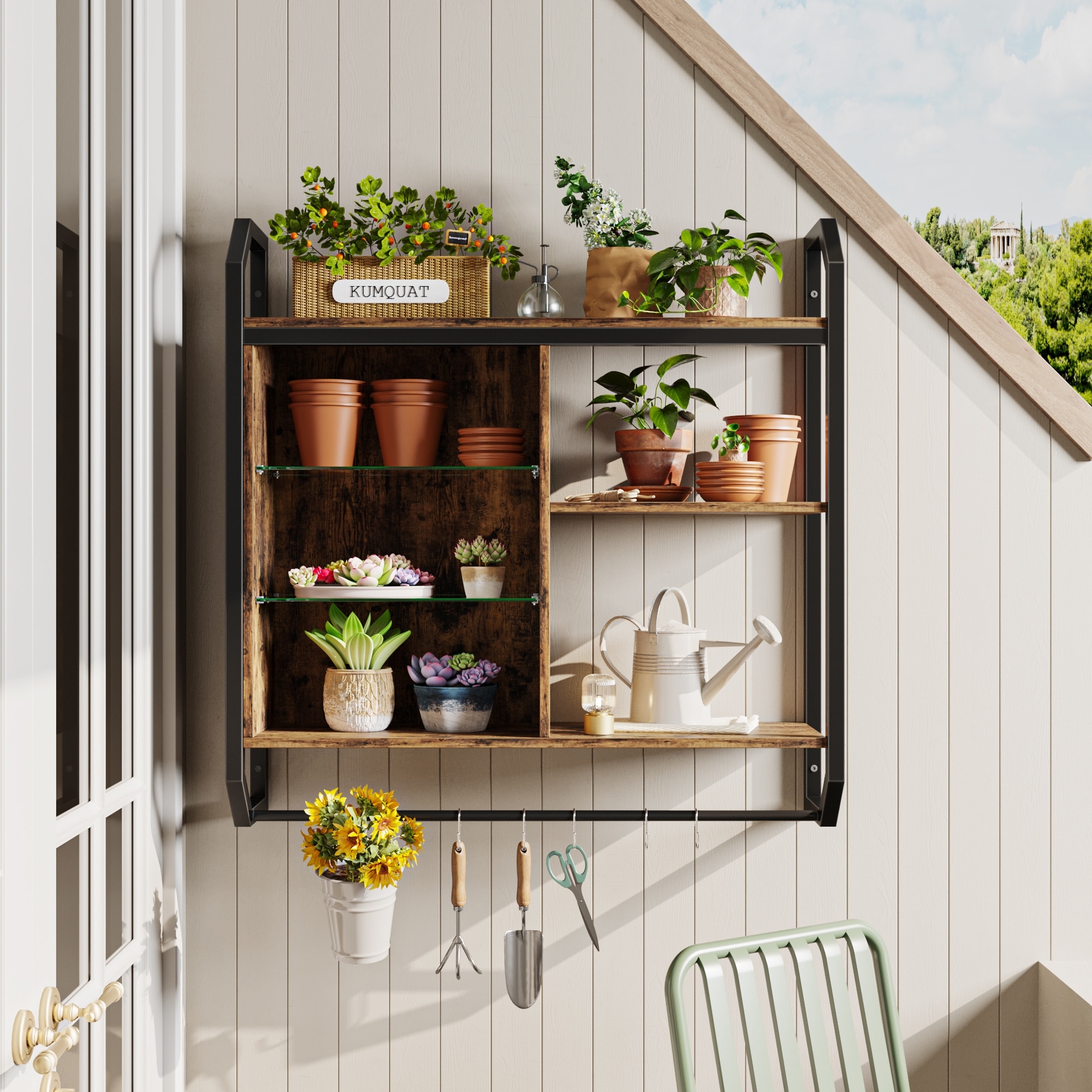 Kitchen shelf 2025 with towel bar