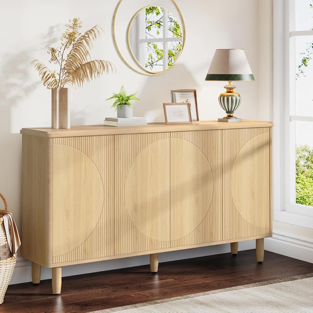 59" Modern Walnut Buffet Sideboard Cabinet with Storage