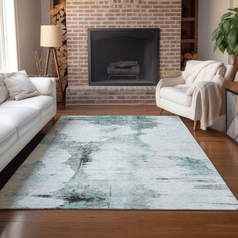 Machine Washable Indoor/ Outdoor Chantille Abstract Cloud Rug