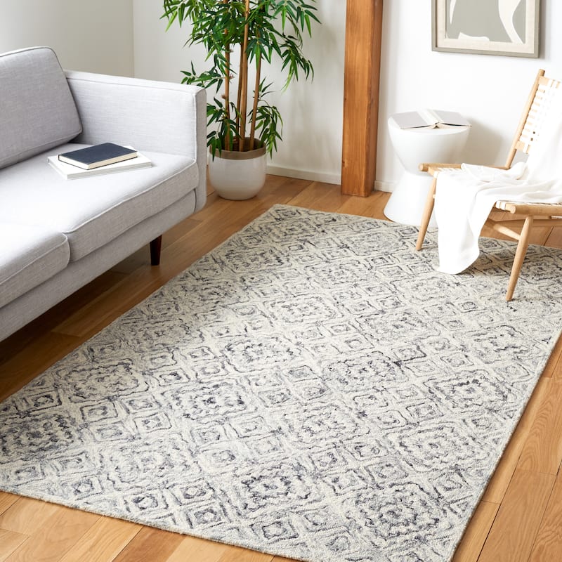SAFAVIEH Handmade Micro-Loop Laszlone Wool Rug - 5' x 8' - Grey/Beige