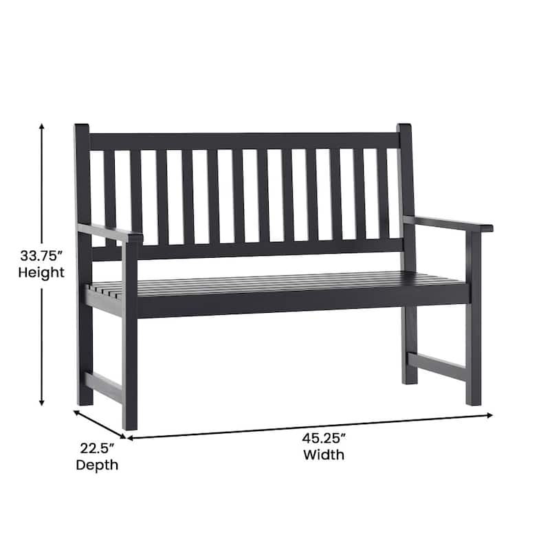 Solid Acacia Wood Indoor/Outdoor Patio Bench/Slatted Loveseat for 2