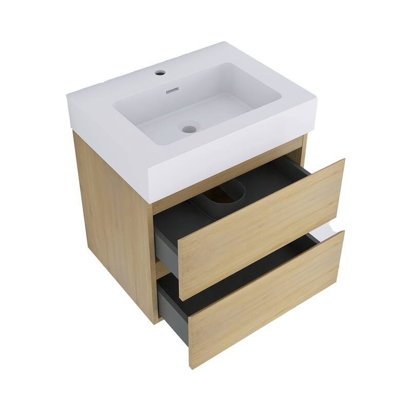Floating Bathroom Vanity with Solid Surface Top