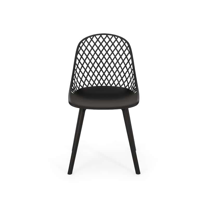 Roomfitters Contemporary Outdoor Chairs with Diamond Cutout Backrest, Stackable Patio Seating, Set of 2